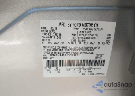 2018 Ford Edge Sel из США, поврежденный, VIN 2FMPK4J80JBC15751